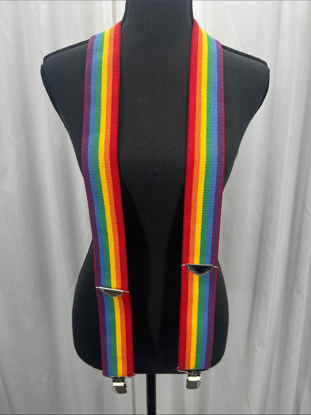 Rainbow Suspenders Braces Colorful Vibrant Festival Pride Retro Accessory